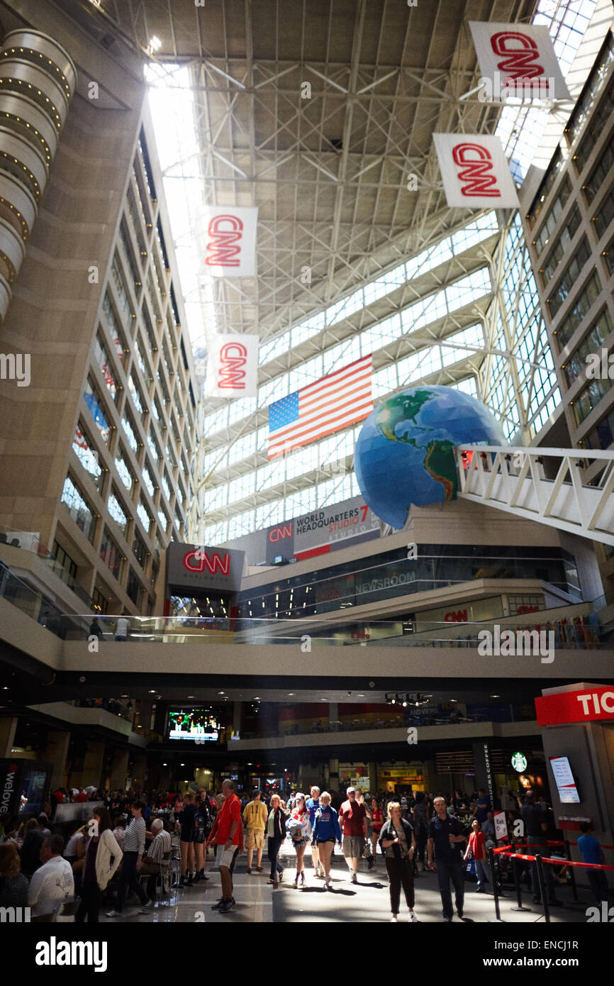 'Downtown à Atlanta USA Georga logo CNN à la réception du bâtiment Le centre CNN CNN est le siège mondial de CNN. Banque D'Images