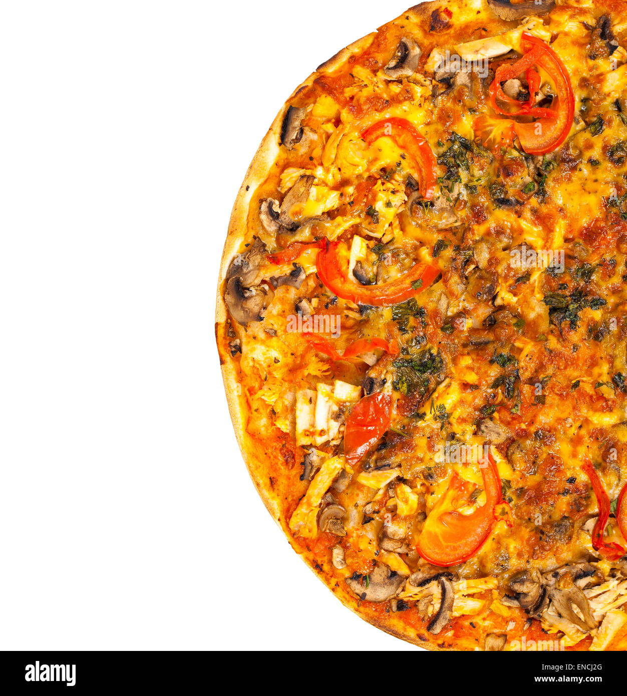 Petites pizzas fraîches isolées sur fond blanc Banque D'Images