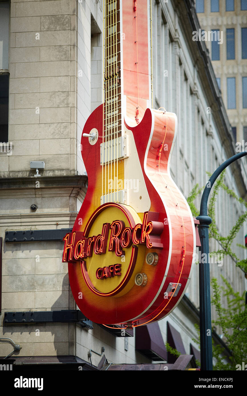 'Downtown Atlanta en Georga USA Hard rock café à l'extérieur du district de Peachtree Banque D'Images