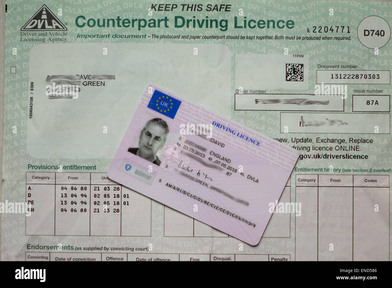 Permis de conduire au Royaume-Uni en papier sera supprimée de juin 2015. Les détails des condamnations seront conservés sur la base de données de la DVLA Banque D'Images