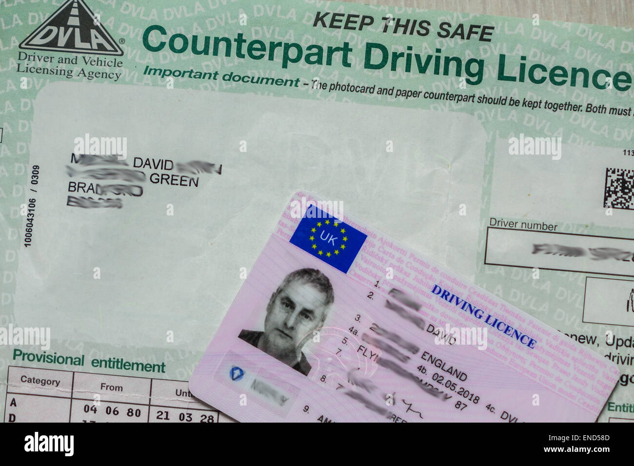 Permis de conduire au Royaume-Uni en papier sera supprimée juin 2015. Les détails des condamnations seront conservés sur la base de données de la DVLA Banque D'Images