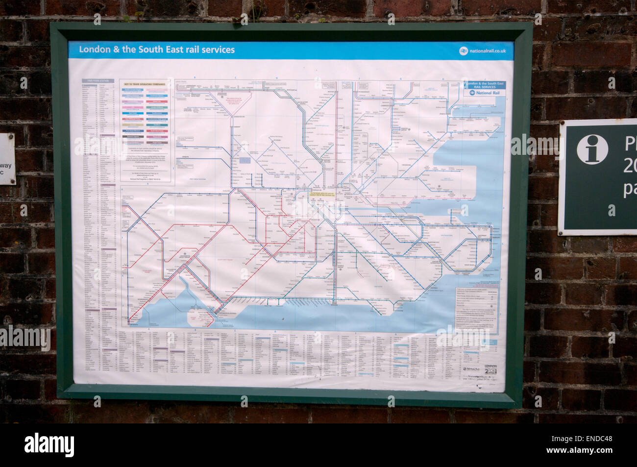 Londres et le sud-est de la carte des Services Ferroviaires Banque D'Images