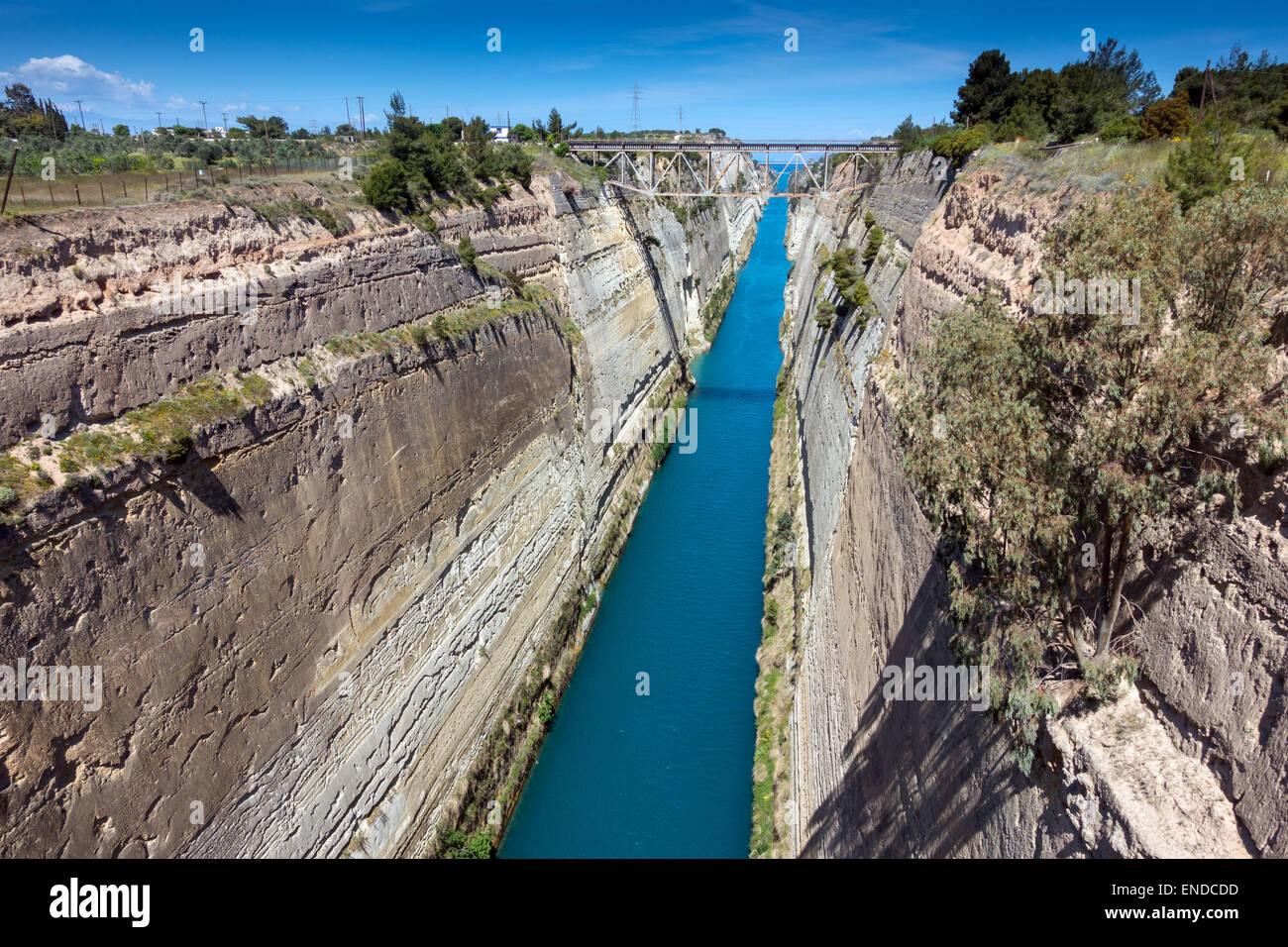 Le Canal de Corinthe vu du dessus, la Grèce Banque D'Images