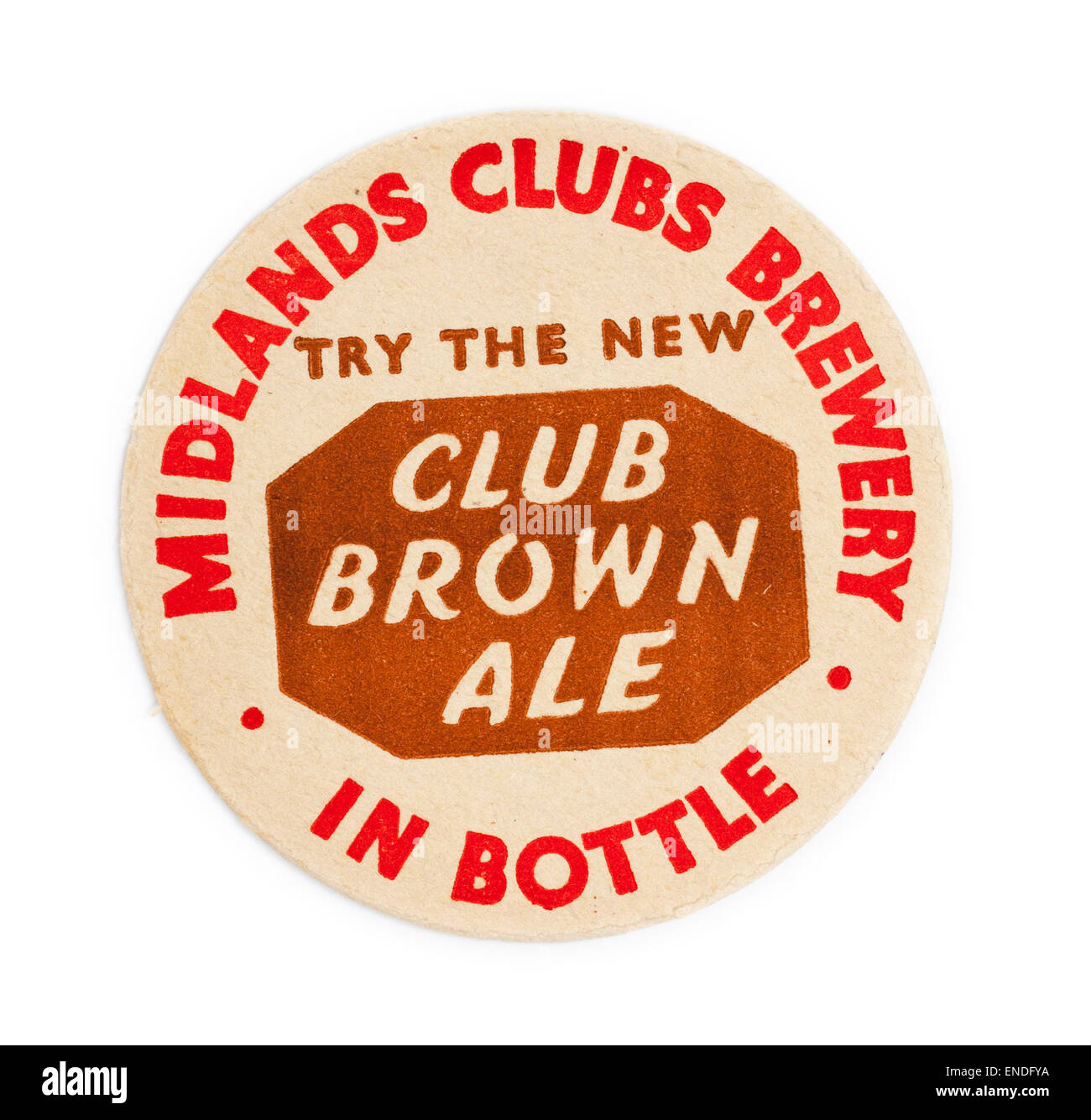 Vintage British Beer mat publicité Clubs Midlands Brewery Bière brune Banque D'Images