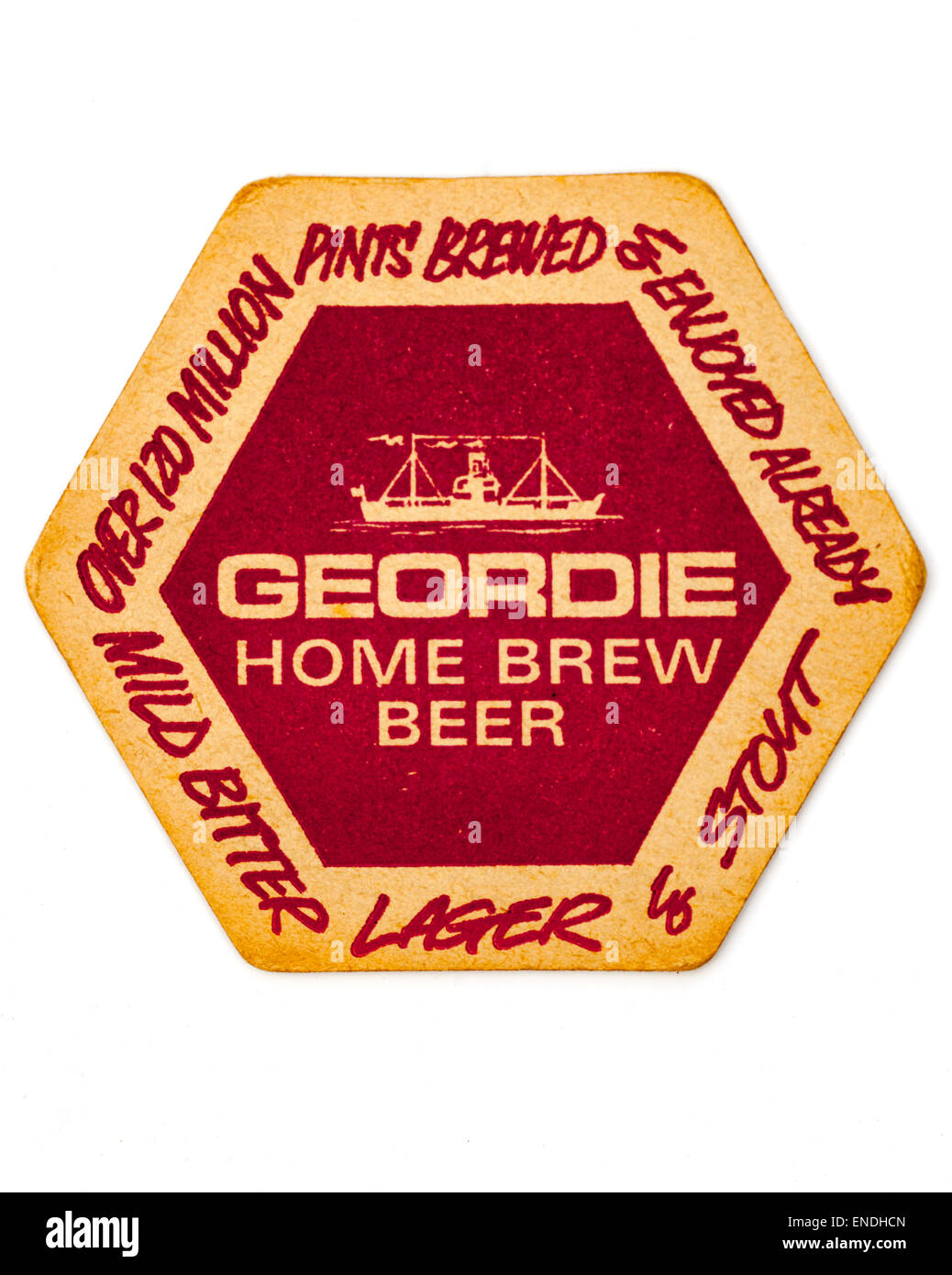 Vintage British Beer Mat Geordie Publicité Home Brew Beer Banque D'Images