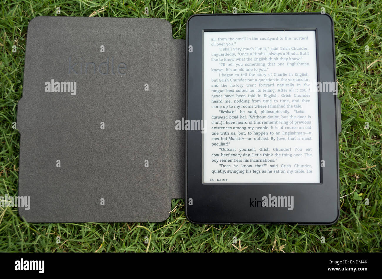 Amazon Kindle e-Book Reader sur l'herbe Banque D'Images