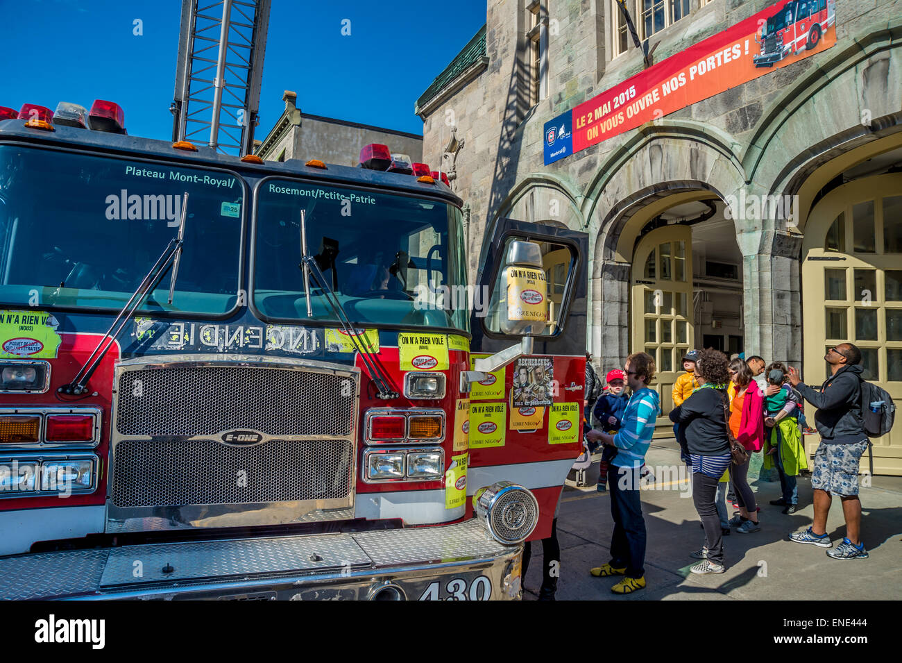 Montréal, le 2 mai 2015. Fire Department (SIM) journée porte ouverte au Plateau Mont-Royal de pompiers. Banque D'Images