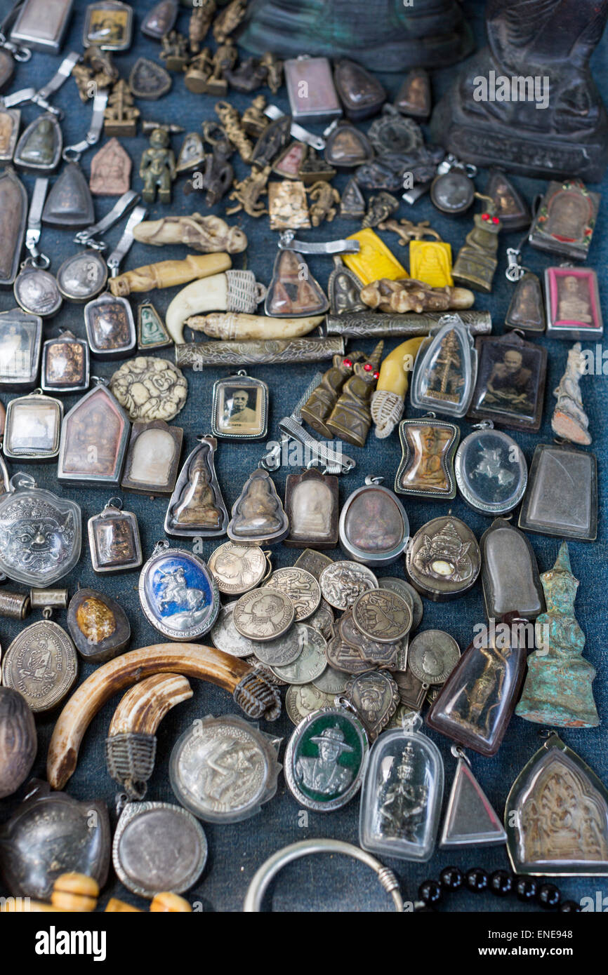 Des amulettes à l'amulette marke, Bangkok, Thailande, Asie Banque D'Images