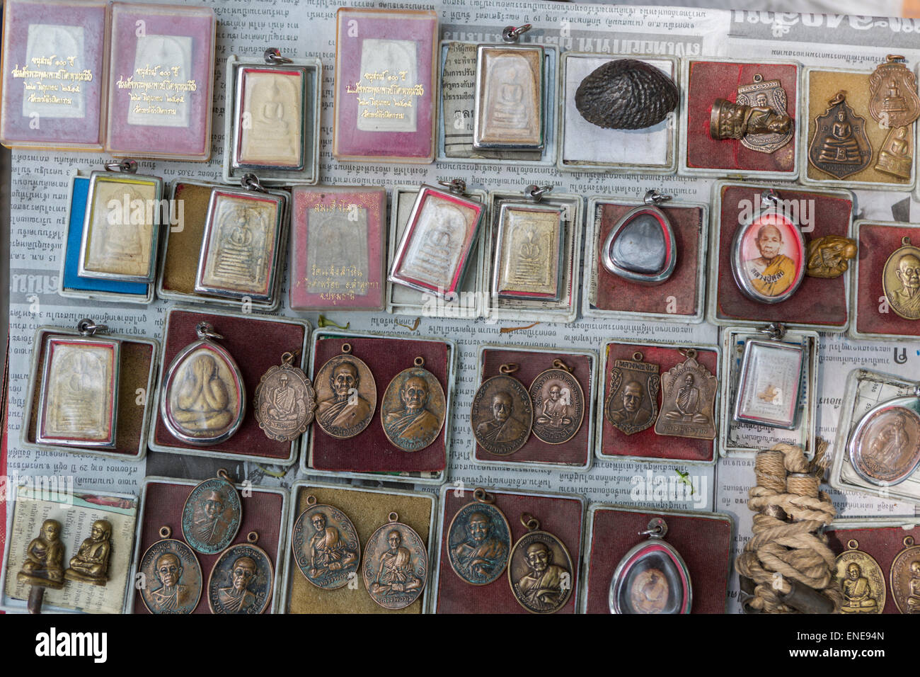 Des amulettes à l'amulette marke, Bangkok, Thailande, Asie Banque D'Images