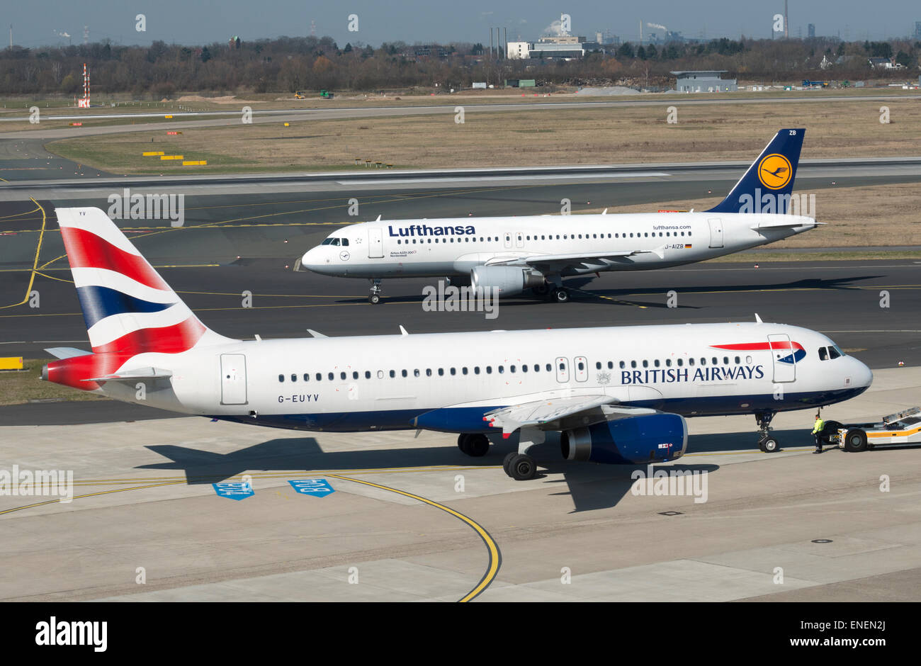 British Airways et Lufthansa Airbus A320 avions de passagers Banque D'Images