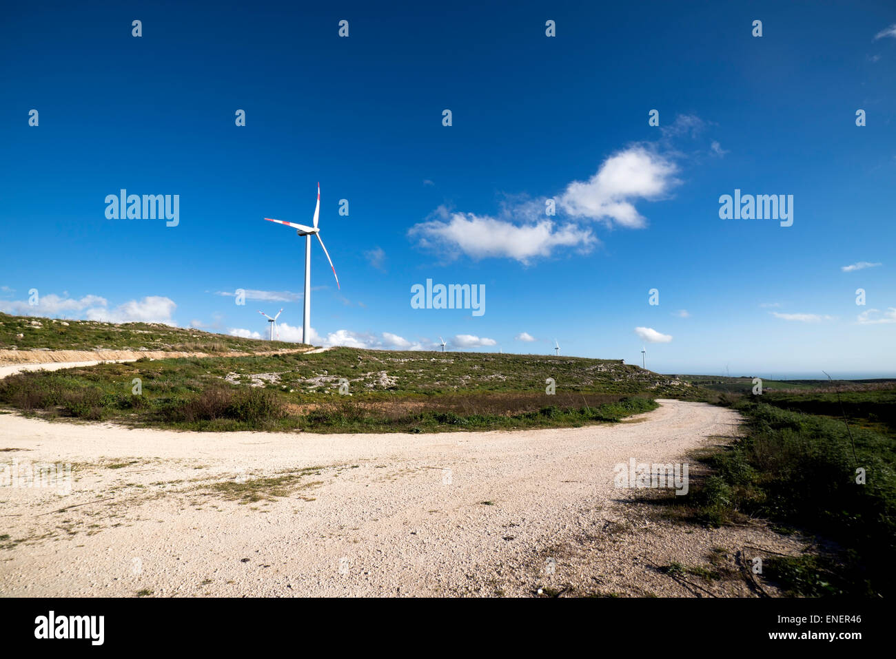 Wind turbine pour produire de l'électricité de l'énergie renouvelable symbole Banque D'Images