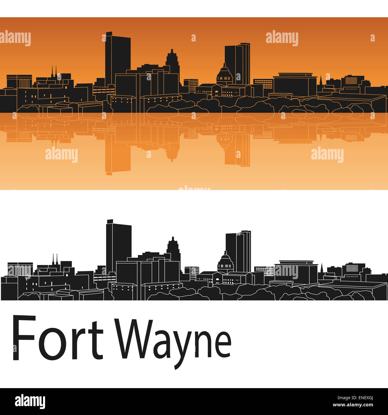 Fort Wayne skyline en orange Banque D'Images