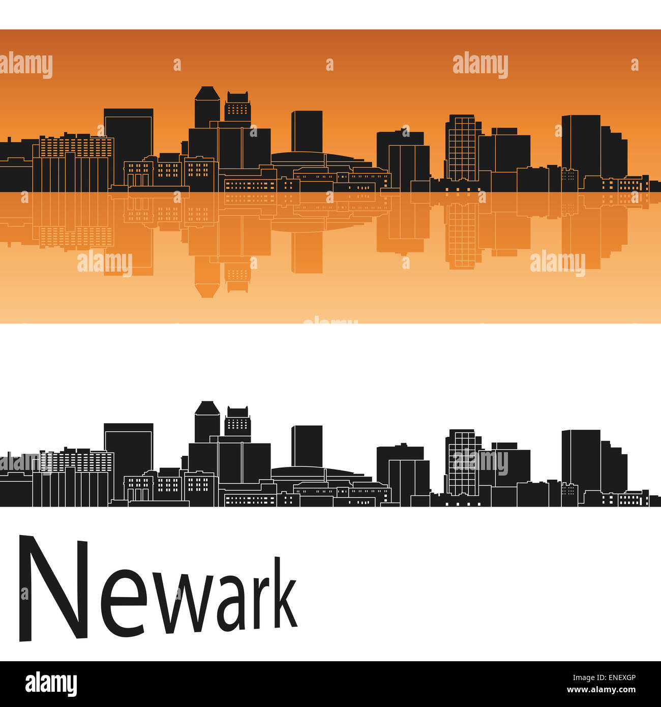 Toits de Newark en orange Banque D'Images