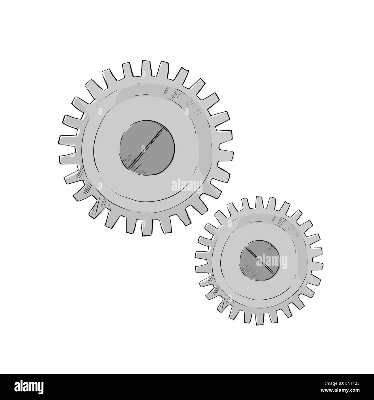 Détail de la roue dentée de l'esquisse de la partie mécanique isolé Photo  Stock - Alamy