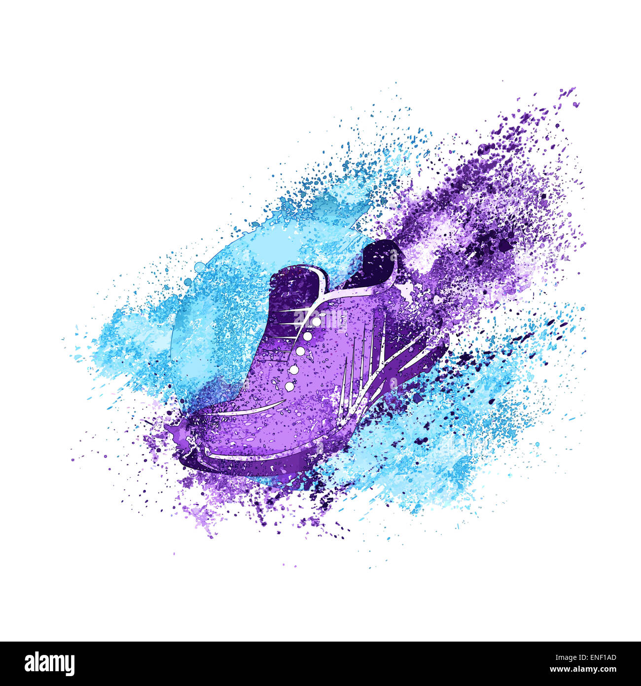 Sneaker Chaussures Peinture Splash Concept Run Vector Banque D'Images