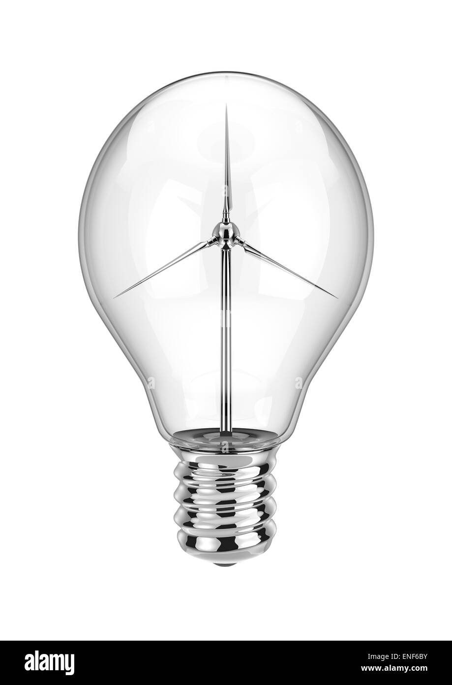 3D render of Light bulb with wind turbine Banque D'Images