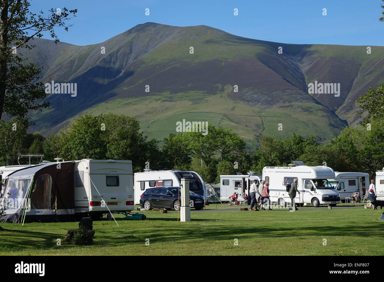 Les données du camping, Keswick, Lake District Banque D'Images