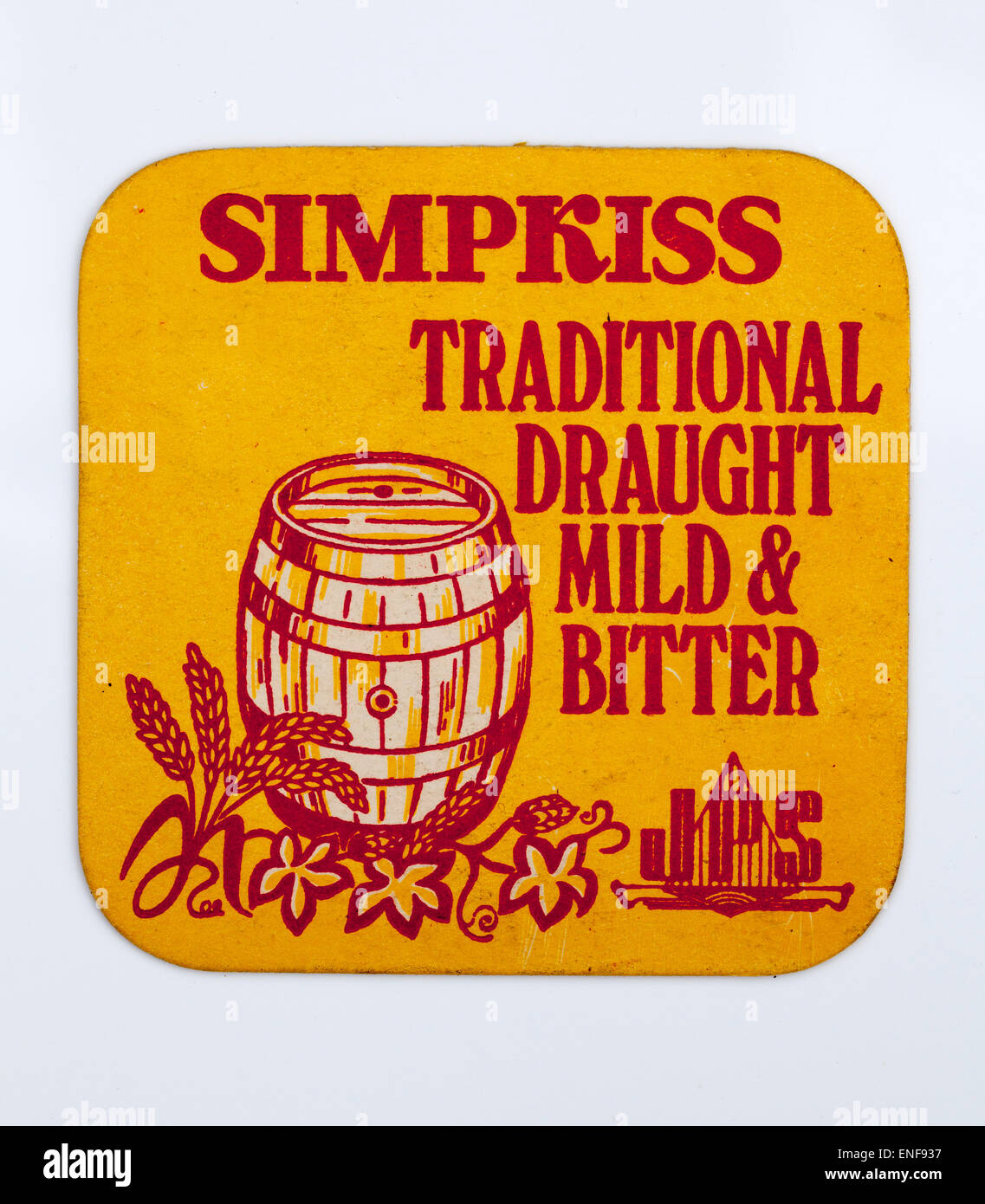 Vintage Beer Mat publicité Simpkiss Beers Banque D'Images