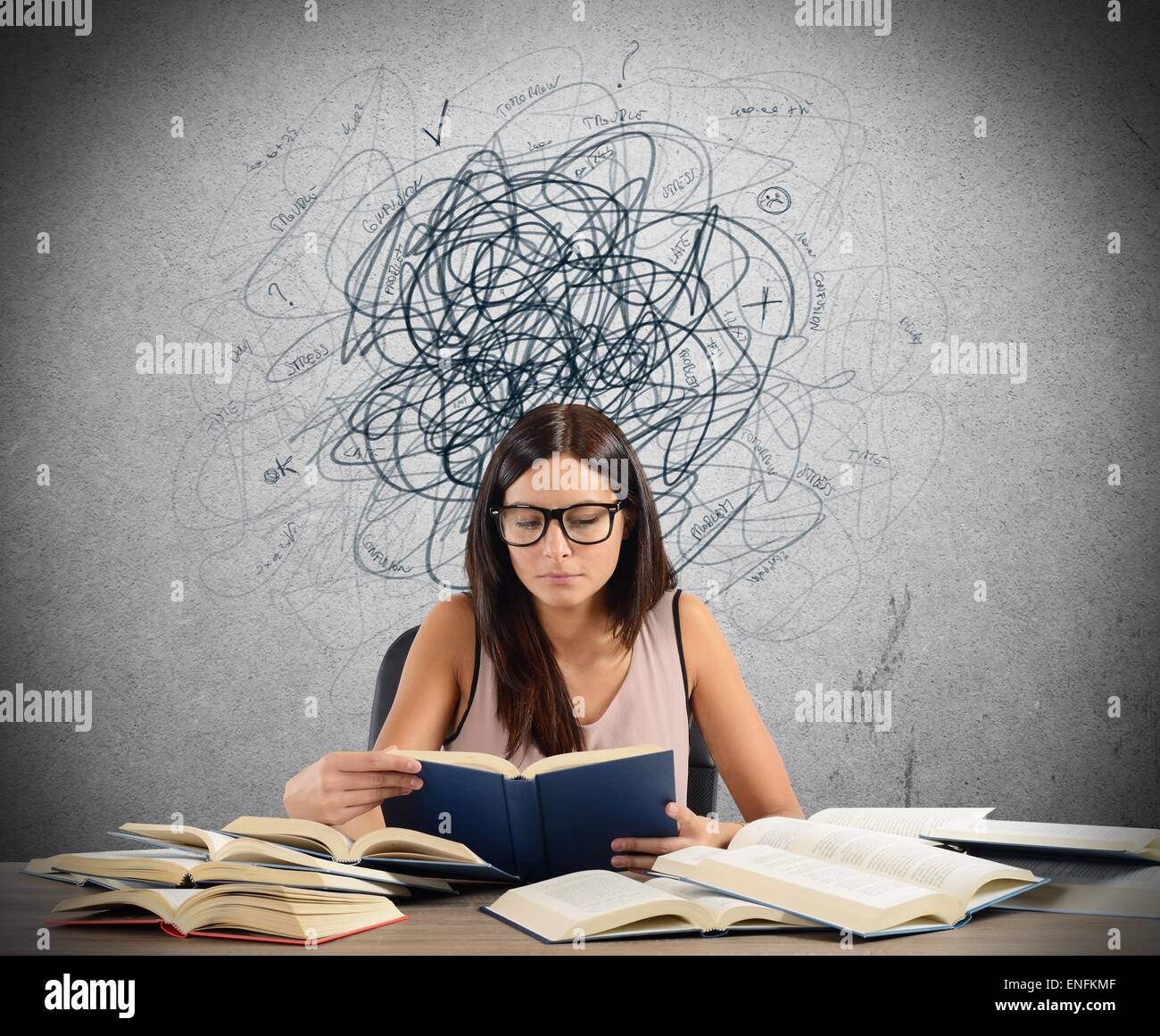 Avec des doutes quant aux étudiants Banque D'Images