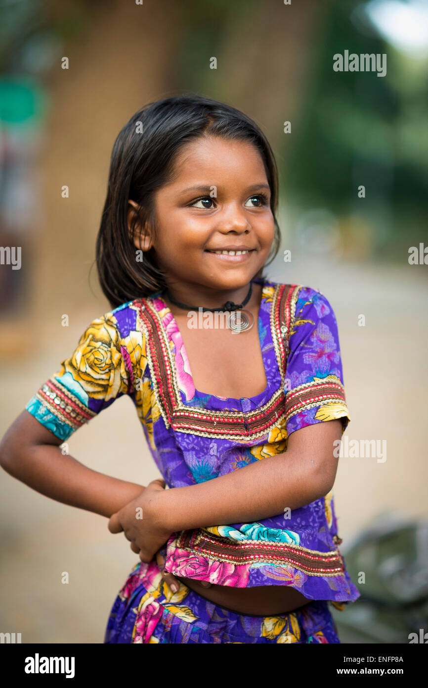 Smiling girl, fort Cochin, Kochi, Kerala, Inde Banque D'Images