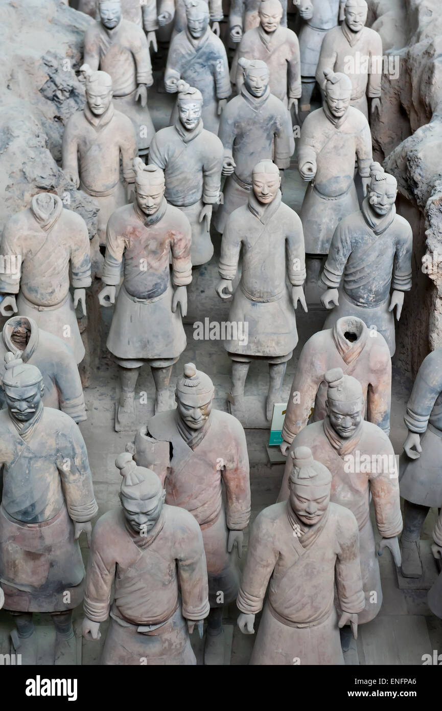Noyau premier, du guerrier, les chiffres l'empereur Qin Shi Huang Mausolée, Armée de terre cuite, Xi&# 39;un peuple,&# 39;en République populaire de Chine Banque D'Images