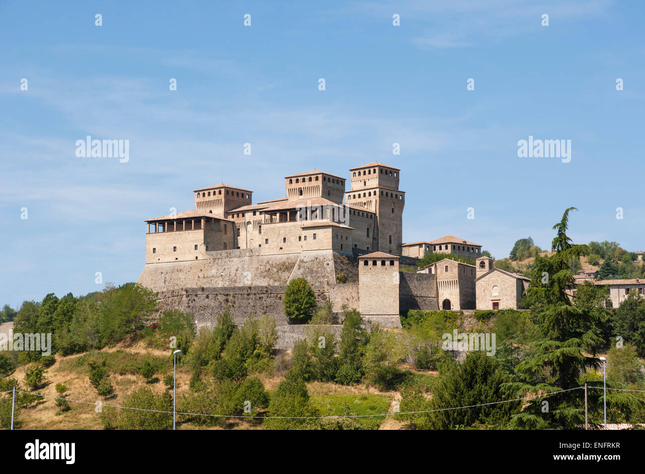 Castello di Torrechiara Torrechiara, château, Torrechiara, Langhirano, Parme, Emilie-Romagne, Italie du Nord, Italie Banque D'Images