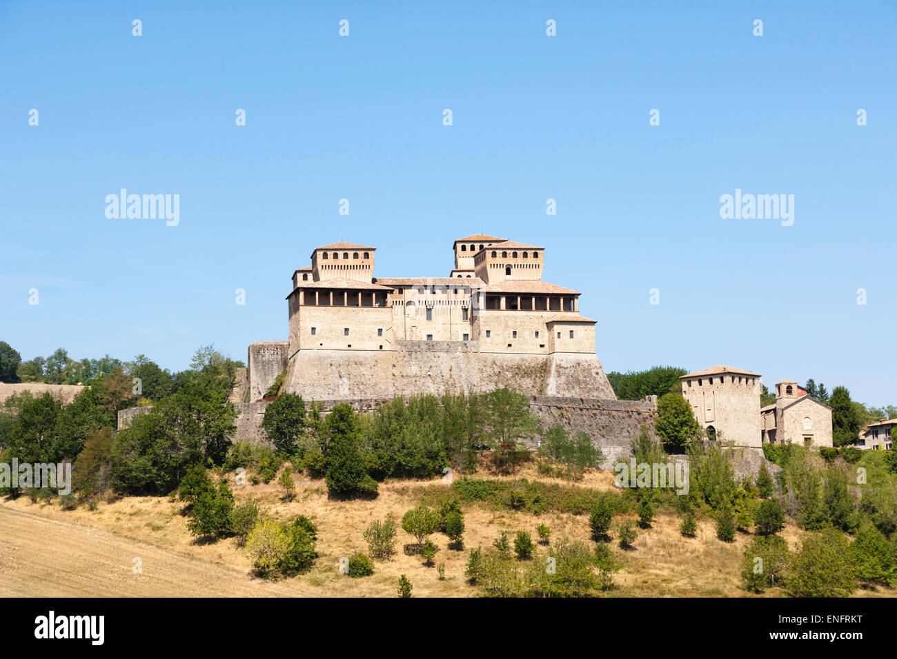 Castello di Torrechiara Torrechiara, château, Torrechiara, Langhirano, Parme, Emilie-Romagne, Italie du Nord, Italie Banque D'Images