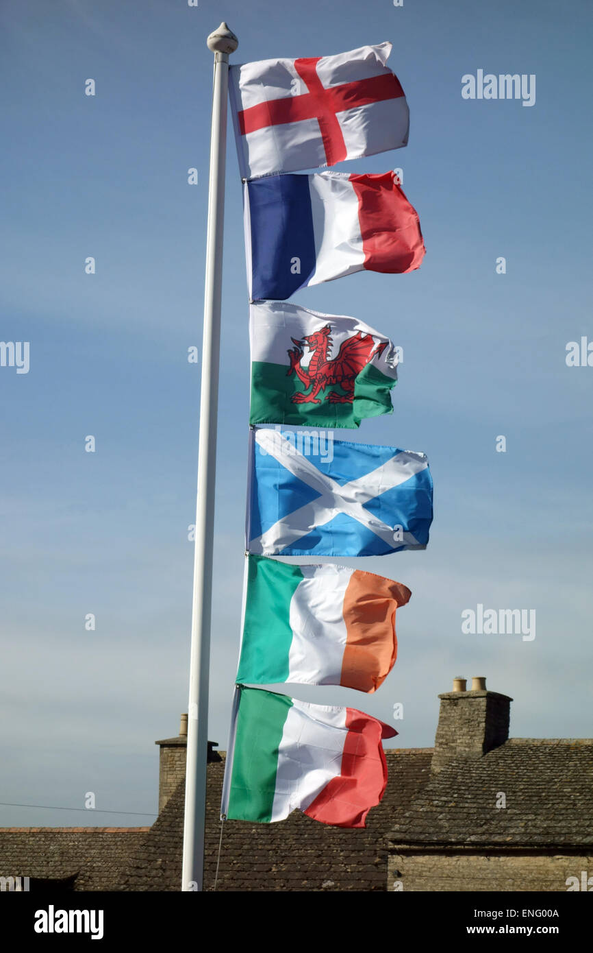 Guirlande Fanions Des Six Nations - 8 M, Drapeaux Rugby, Décoration Fête, Polyester Double Face - 7