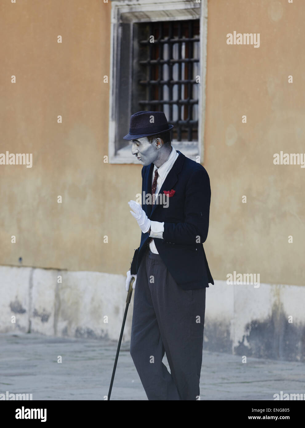 Artiste Mime dans une rue de Venise Vénétie Italie Europe Banque D'Images