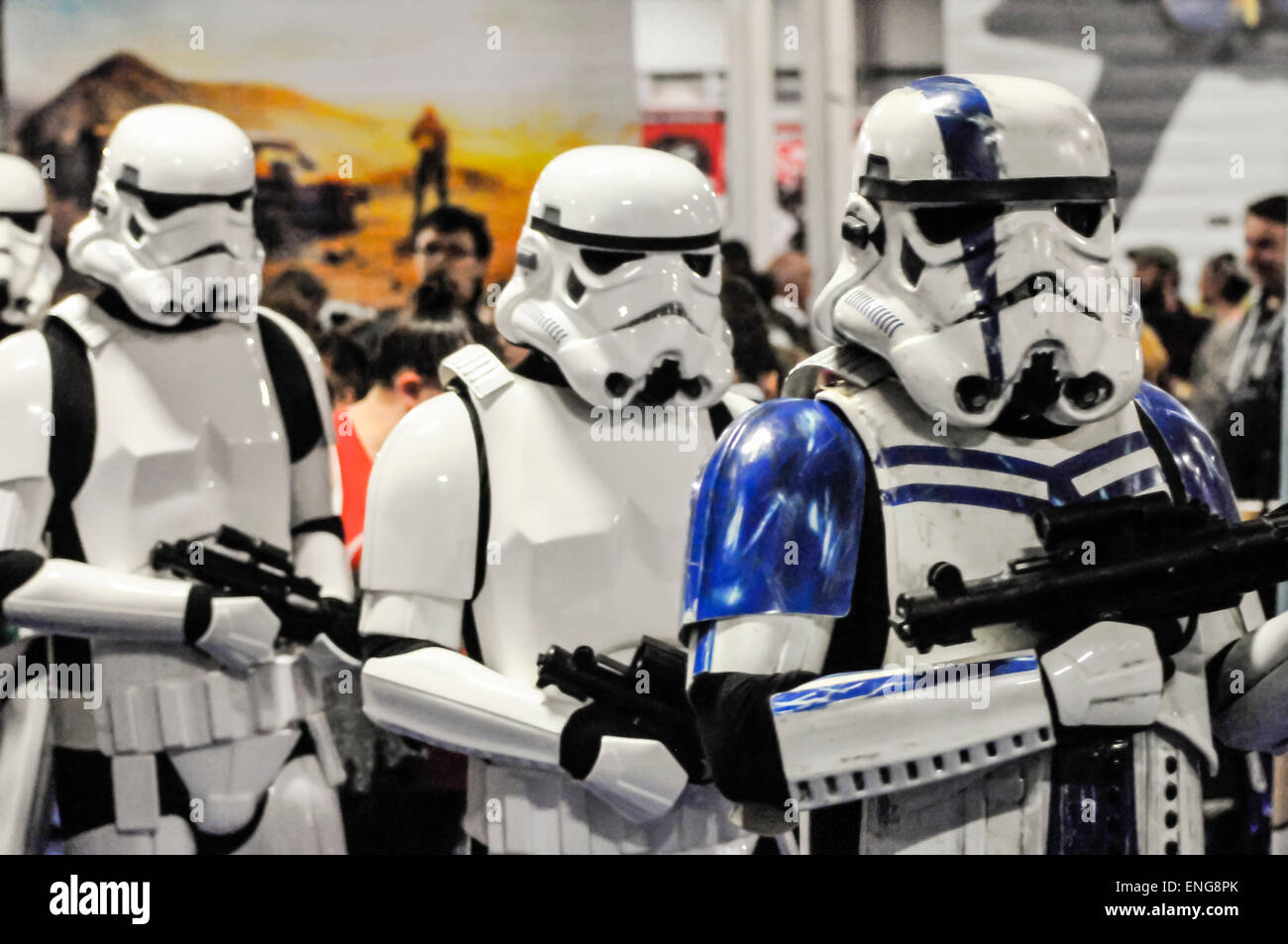 Assister à une conférence comicon Stormtroopers Banque D'Images