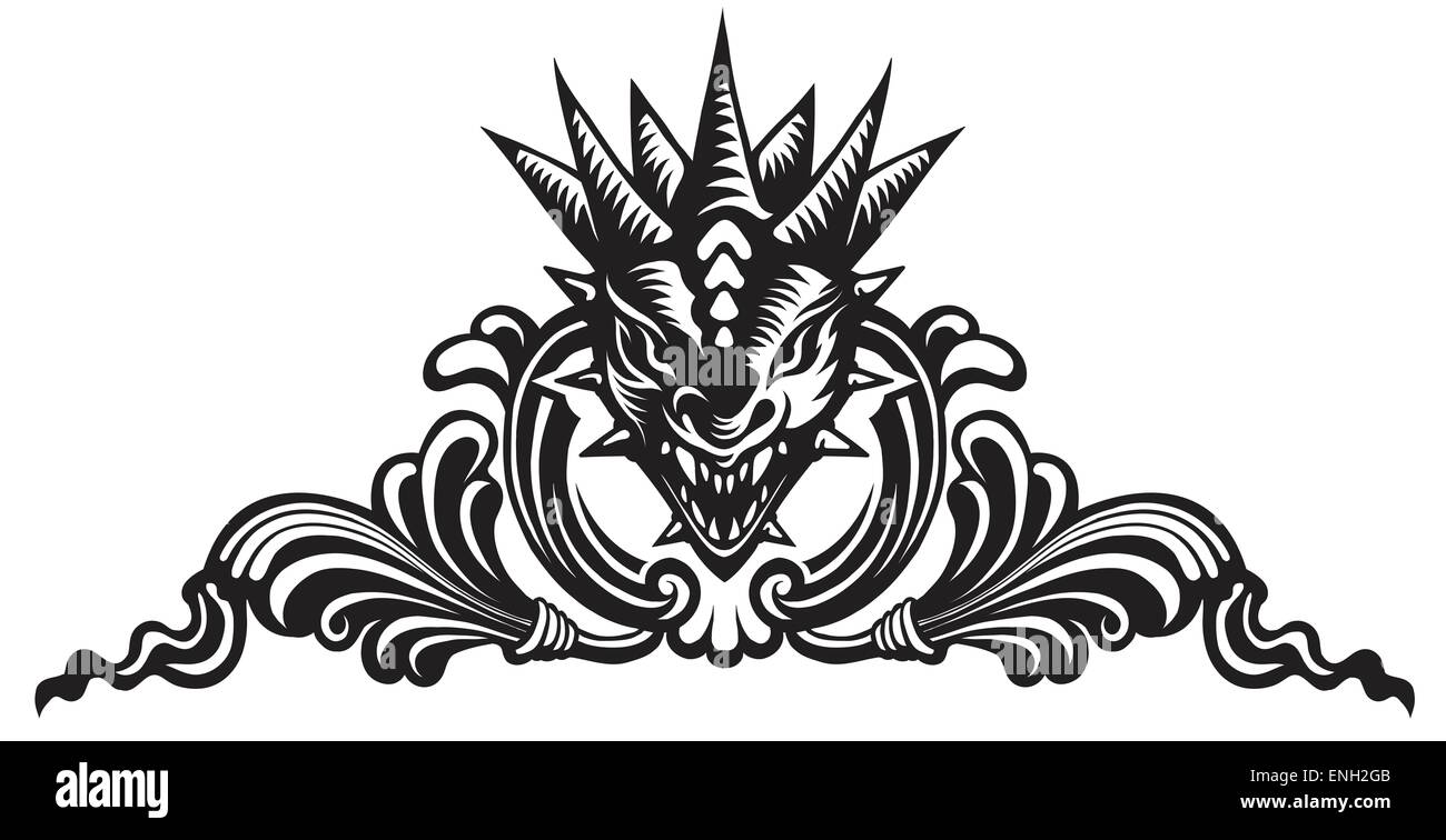 Tête de dragons, tatouage Banque D'Images