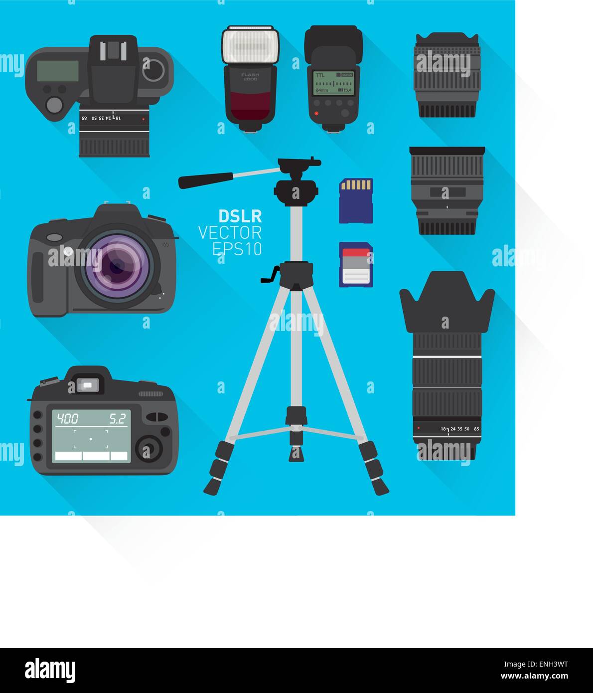 Ensemble appareil photo DSLR vector Illustration de Vecteur