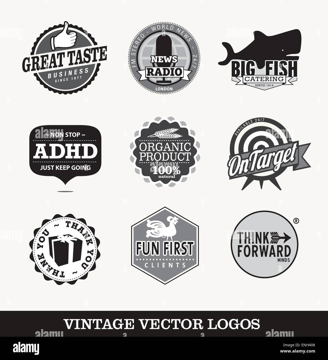 Symboles du logo Vector Vintage Illustration de Vecteur