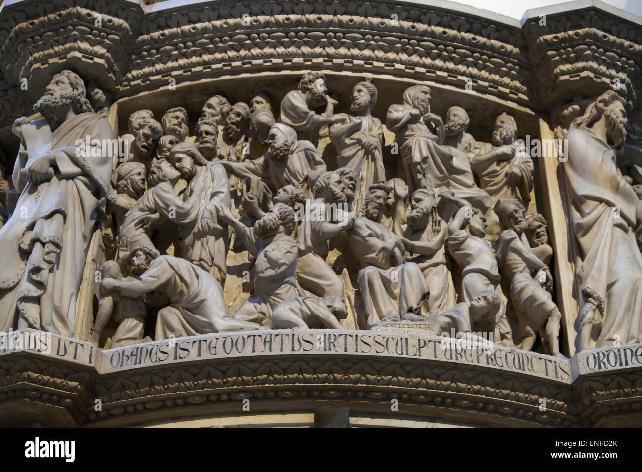 Détail, en chaire de Giovanni Pisano, dans la cathédrale de Pise, Pise, Toscane, Italie Banque D'Images