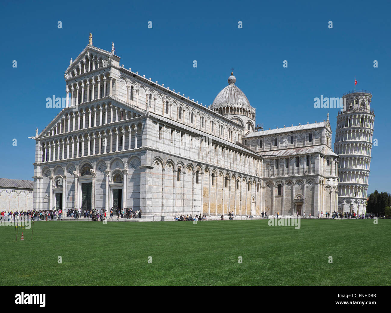 La Cathédrale et la Tour Penchée de Pise, Pise, Toscane Banque D'Images