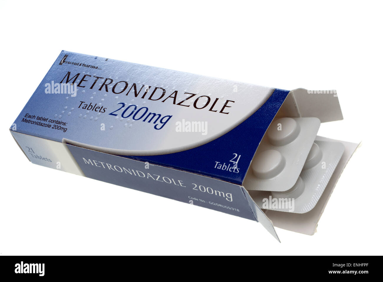 Boîte de 21 comprimés de métronidazole 200mg Photo Stock - Alamy