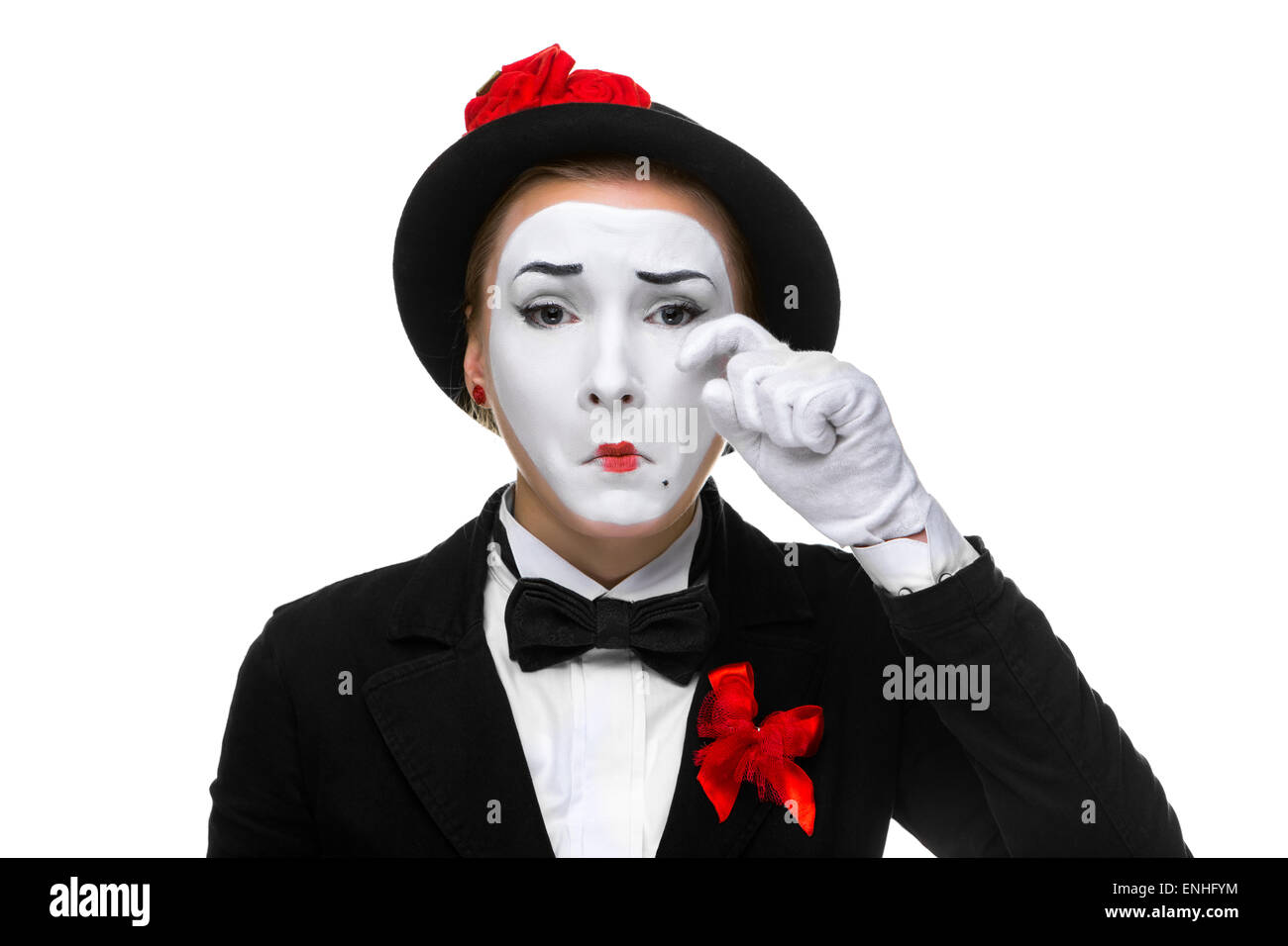 Portrait de thesad pleurer et mime Banque D'Images