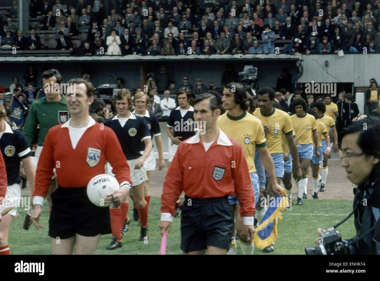 L'Écosse v Brésil, match amical à Hampden Park, Glasgow, 30 juin 1973. Score final : 0-1 Ecosse Brésil Banque D'Images