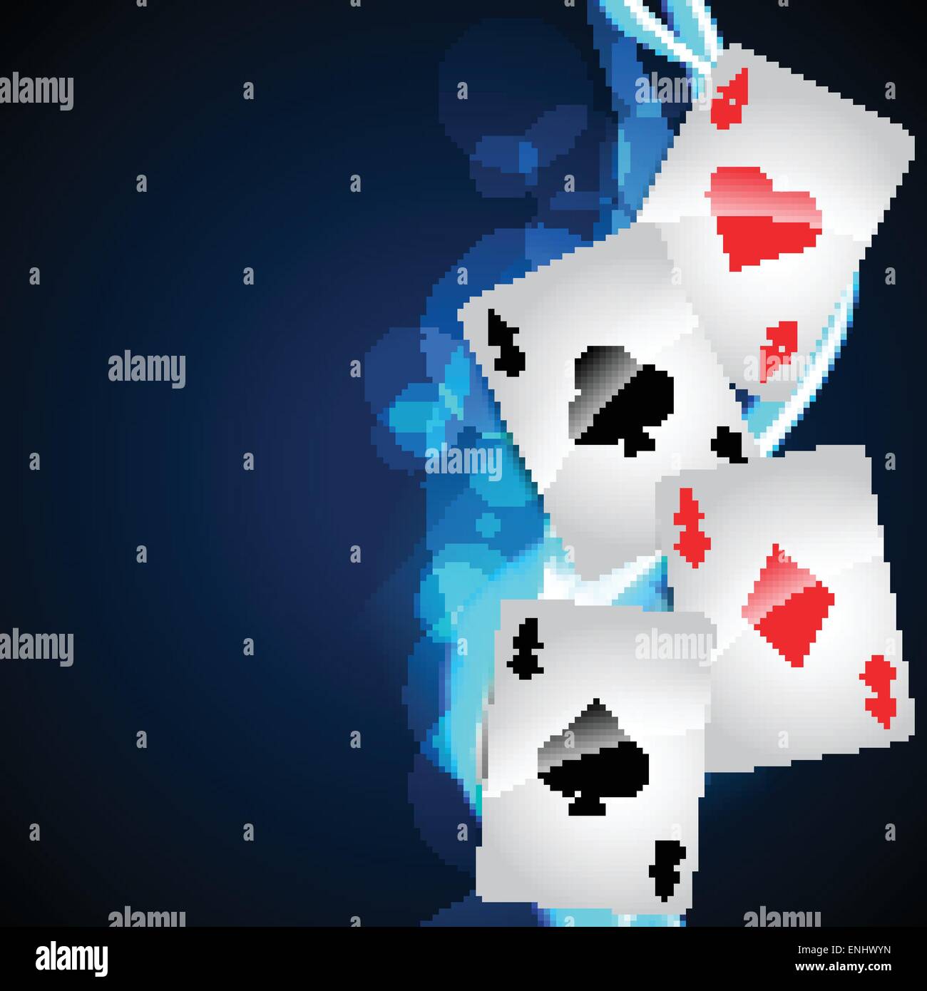 Les cartes à jouer sur beau fond bleu brillant Illustration de Vecteur