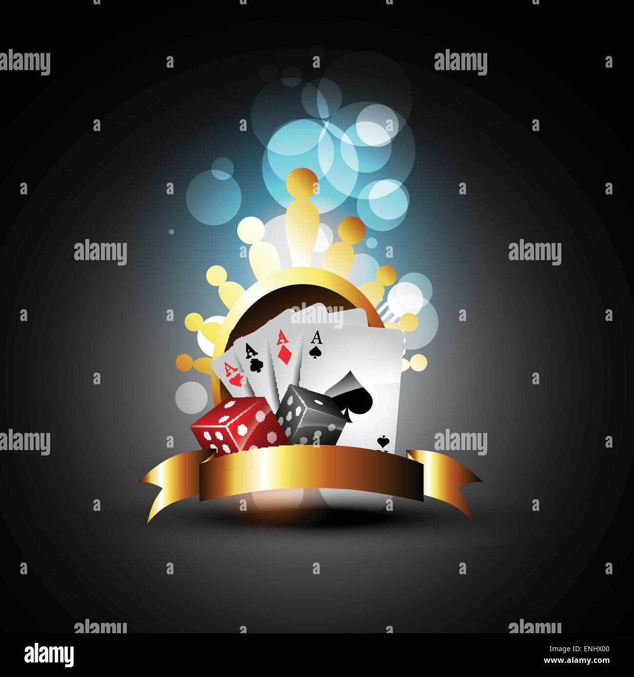 Jeu de carte avec vecteur dés beau design Illustration de Vecteur