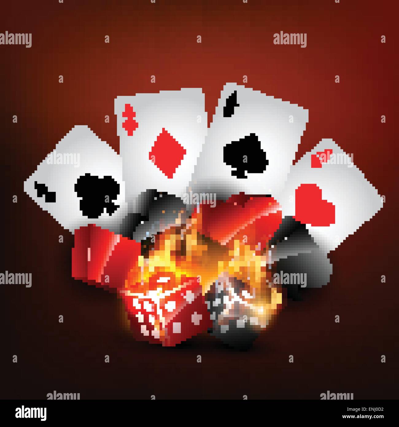 Casino jeu de cartes vectorielles en style de gravure Illustration de Vecteur