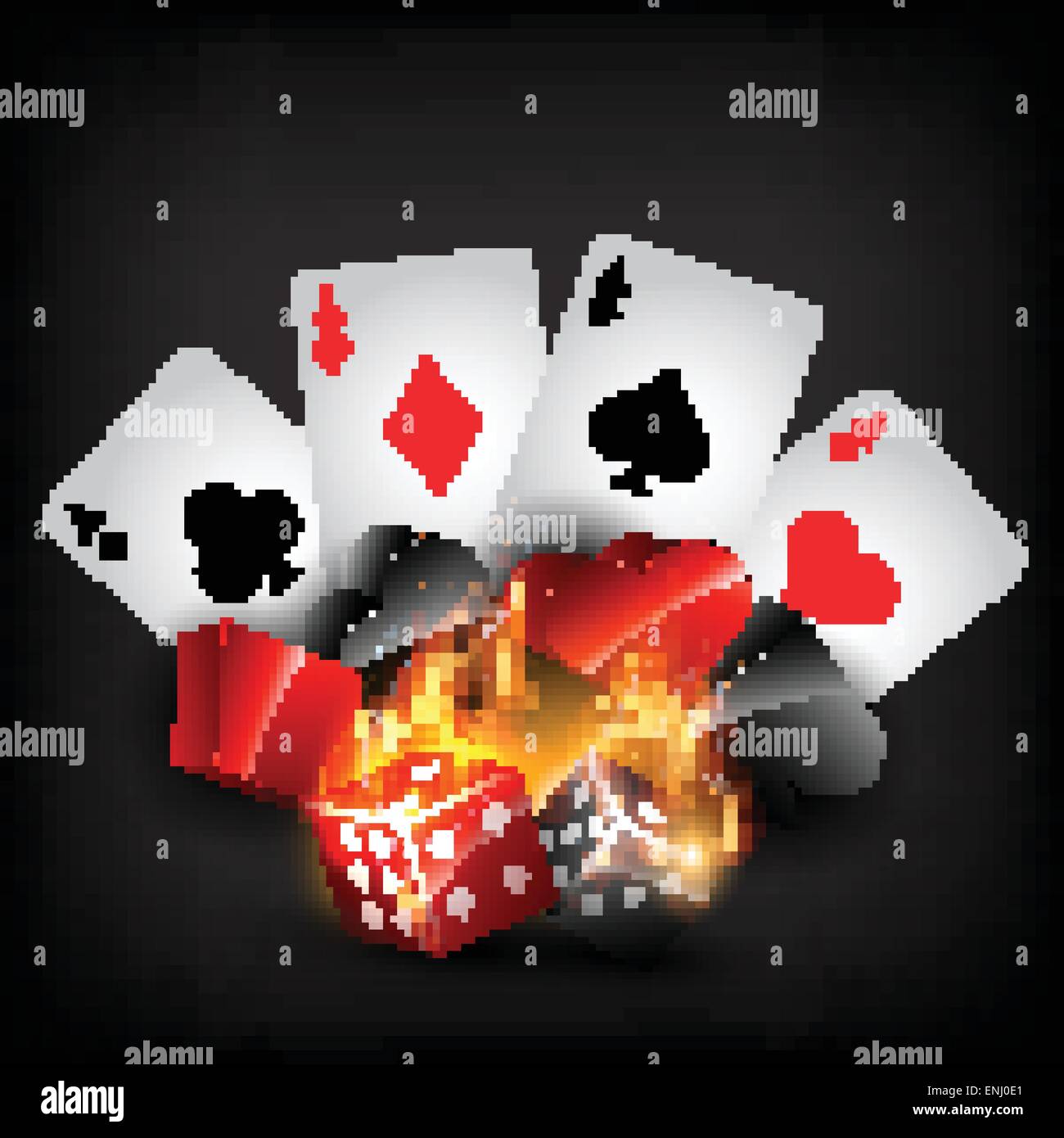 Cartes de casino dans le style de gravure de forme Illustration de Vecteur