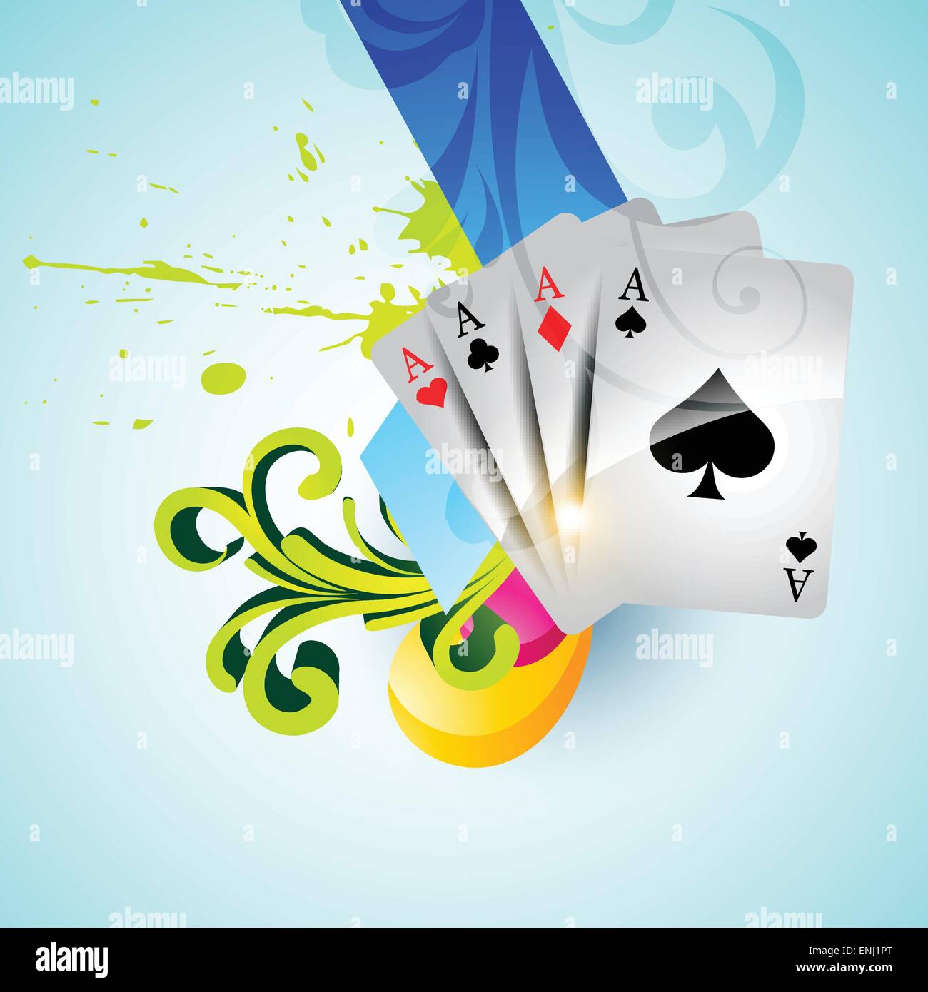 Ensemble de cartes à jouer casino sur fond coloré Illustration de Vecteur