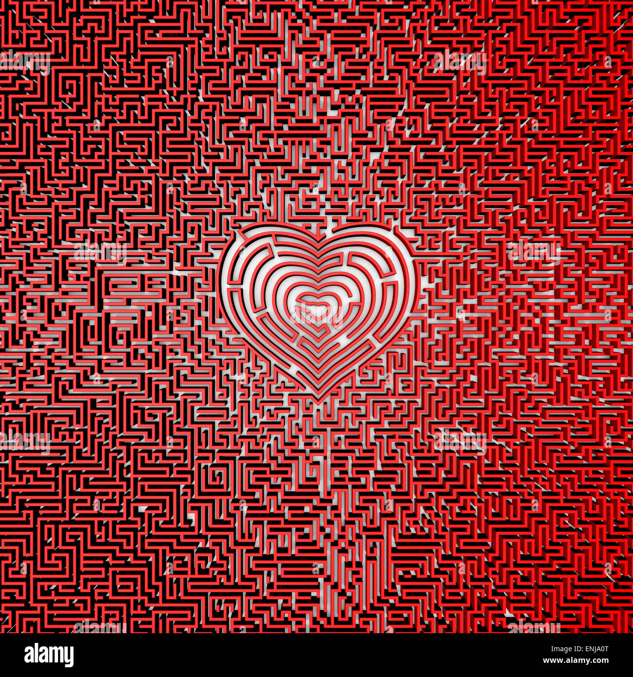 3D render of labyrinthe géant avec coeur dans le centre Banque D'Images