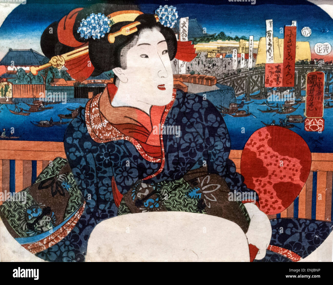 Lieux intéressants : Ryogoku, par Utagawa Kuniyoshi, période Edo, le Musée National de Tokyo, ou TNM, Banque D'Images
