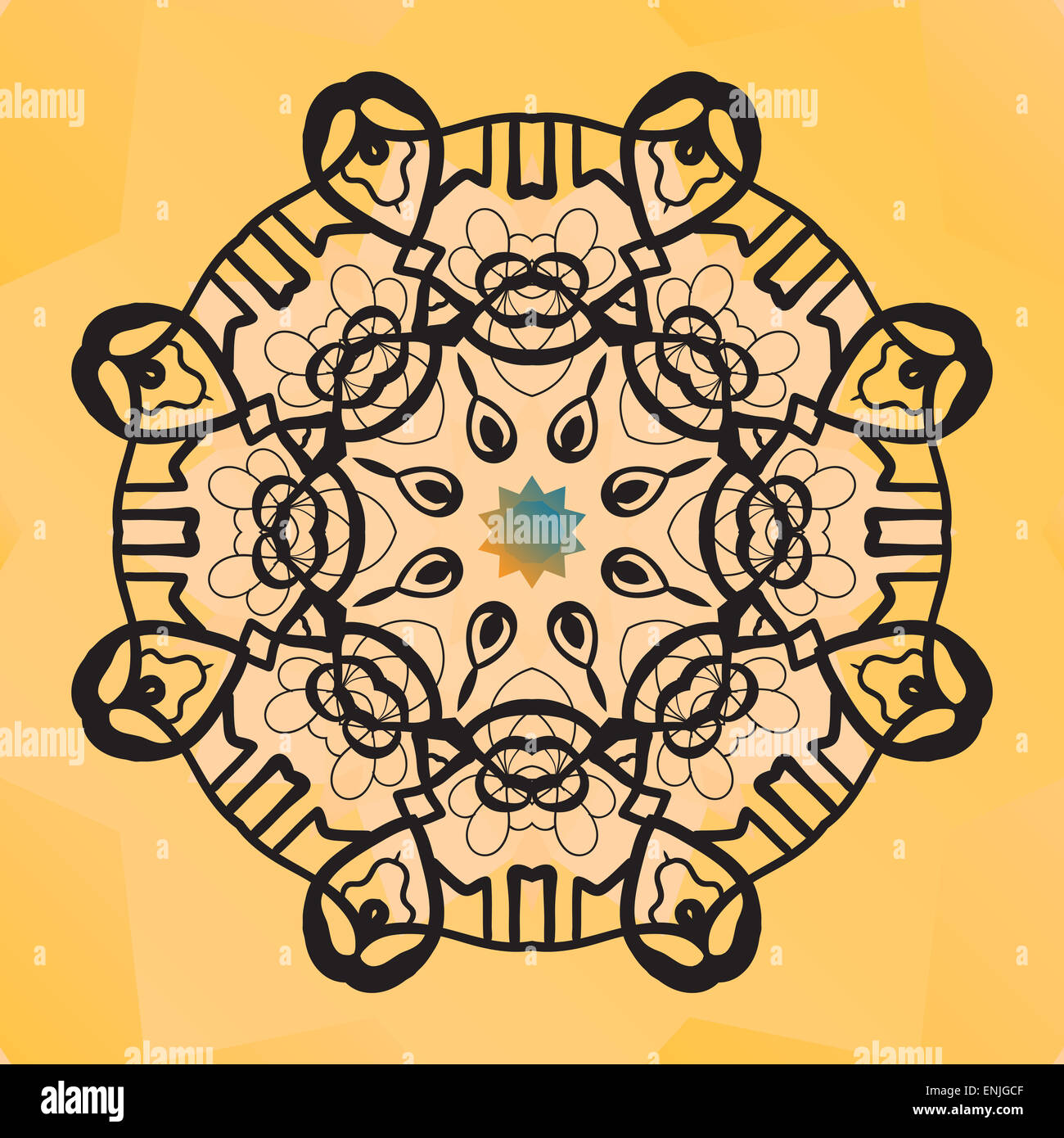 Design stylisé dentelle ronde. Mandala indien motif arabe Banque D'Images