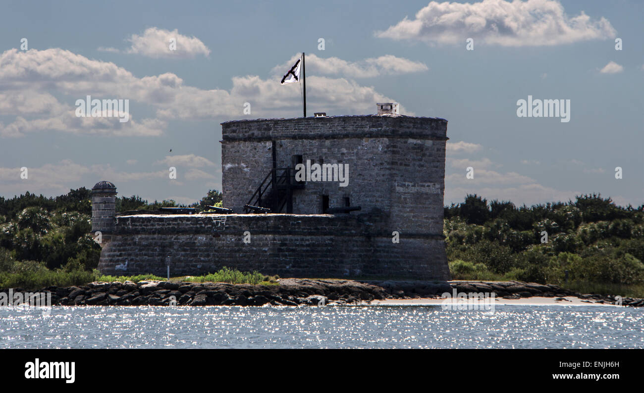 Vue du sud de Fort Matanzas à partir de la voie navigable de la rivière en direction nord Banque D'Images