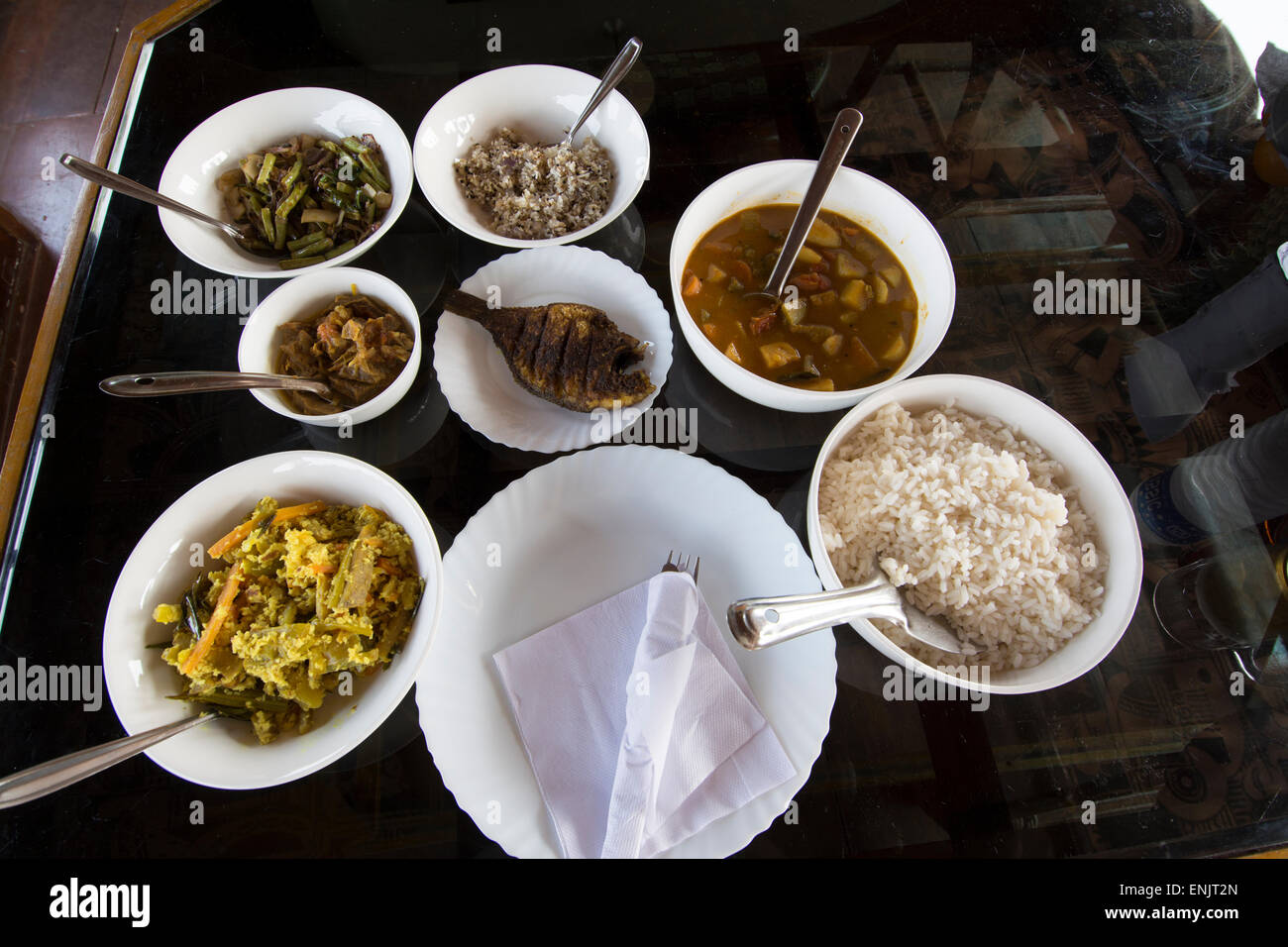 Un plat traditionnel de Kerala appelé, ' Kerala Avial.' le plat a beaucoup de variations.Déjeuner préparé pour une personne à bord d'une péniche connue localement a Banque D'Images