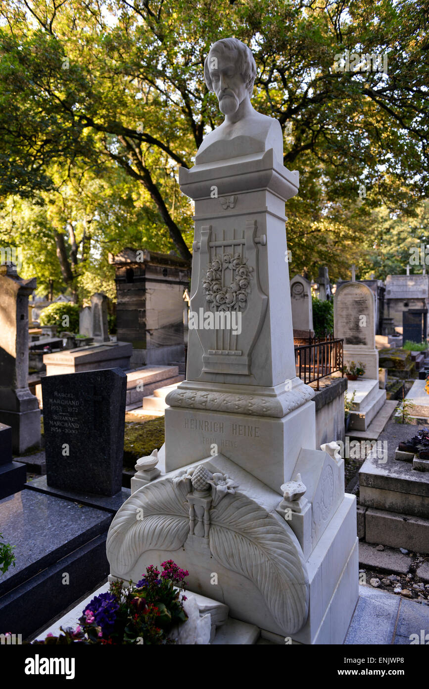 Tombe de Heinrich Heine, Cimetiere cimetière Montmartre, Paris, France Banque D'Images