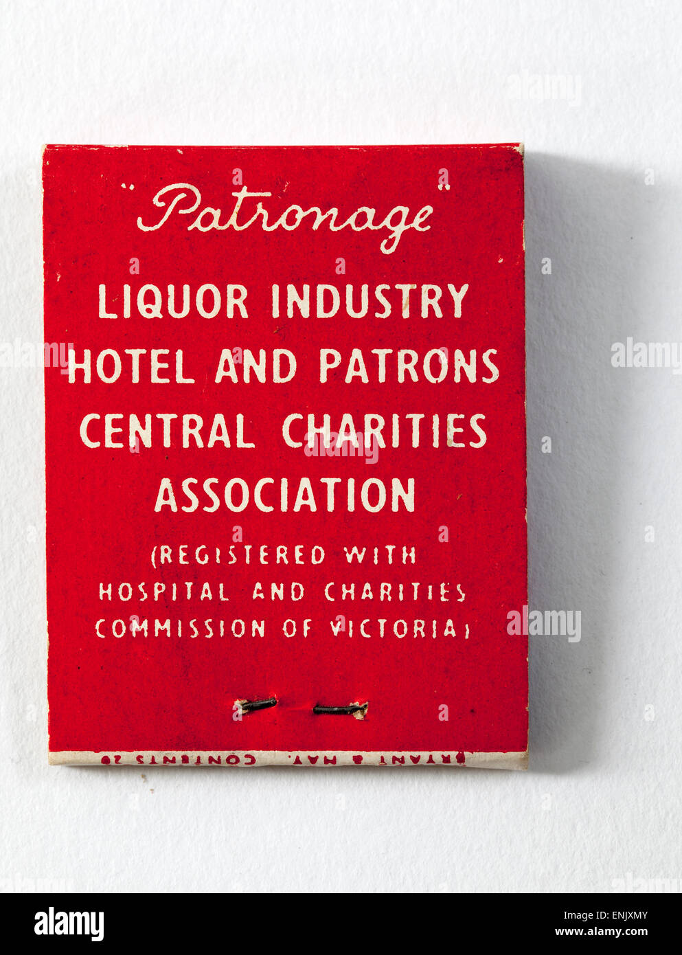 Australiens d'Allumettes 'Patronage' pour la charité - Industrie de l'alcool et les clients de l'hôtel Association de bienfaisance Central Banque D'Images